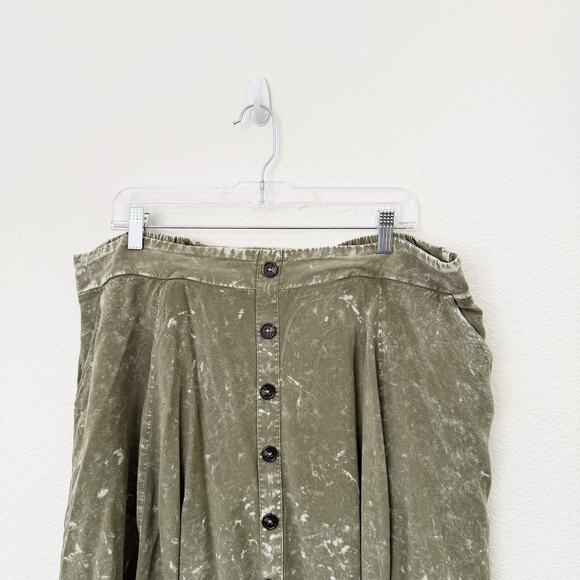 [Torrid] Olive Green Mineral Wash Button Front Skirtall A-Line Mini NWT Size 1X - Picture 5 of 13